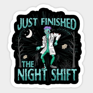 Funny Halloween Doctor Lab Coat Tired Zombie Costume Medical Sticker